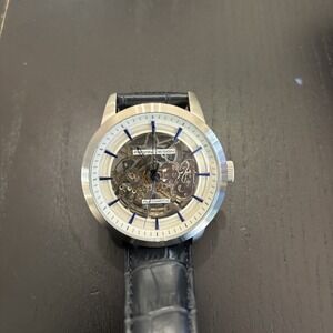 Pagani Design Automatic Skeleton 44mm Silver Case Blue markers/hands/Leather